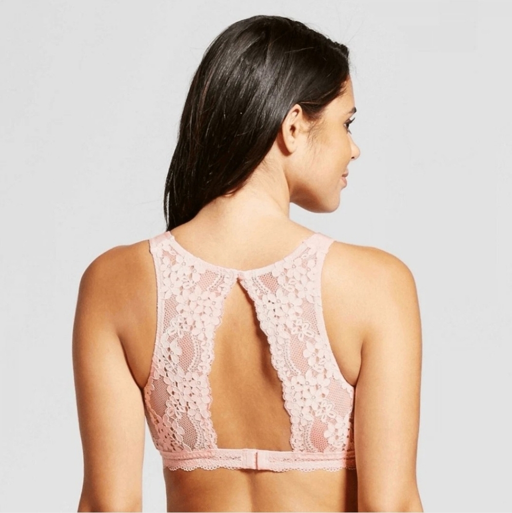 Xhilaration High Neck Lace High Neck Bralette SMALL Rose NWT New with Tags